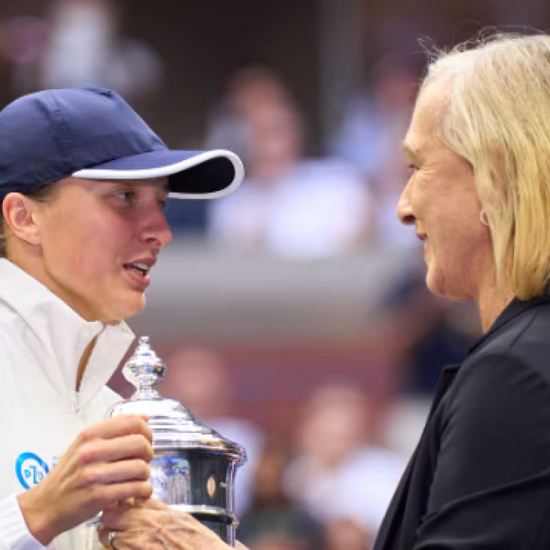 Iga Swiatek y Martina Navratilova en el pasado US Open 2022. Foto: Getty
