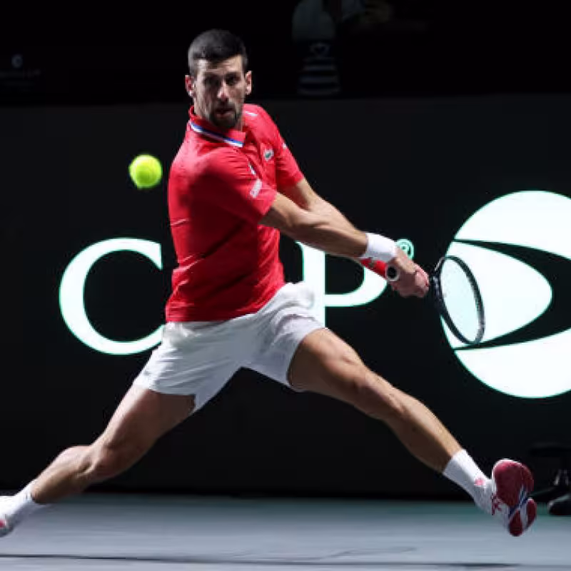 Novak Djokovic en la Copa Davis en Málaga 2023. Foto: getty