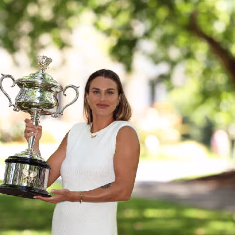 Aryna Sabalenka tras ganar el Open de Australia 2024. Foto: getty