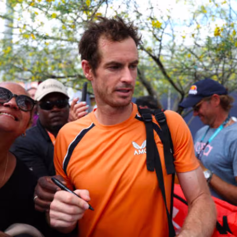 Andy Murray sonríe en el Miami Open 2024. Fuente: Getty