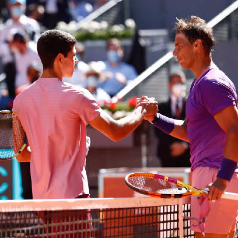 Carlos Alcaraz, asustado por Nadal. Foto: gettyimages
