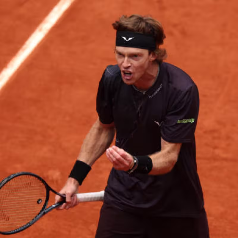 Andrey Rublev en Roland Garros 2024. Foto: getty