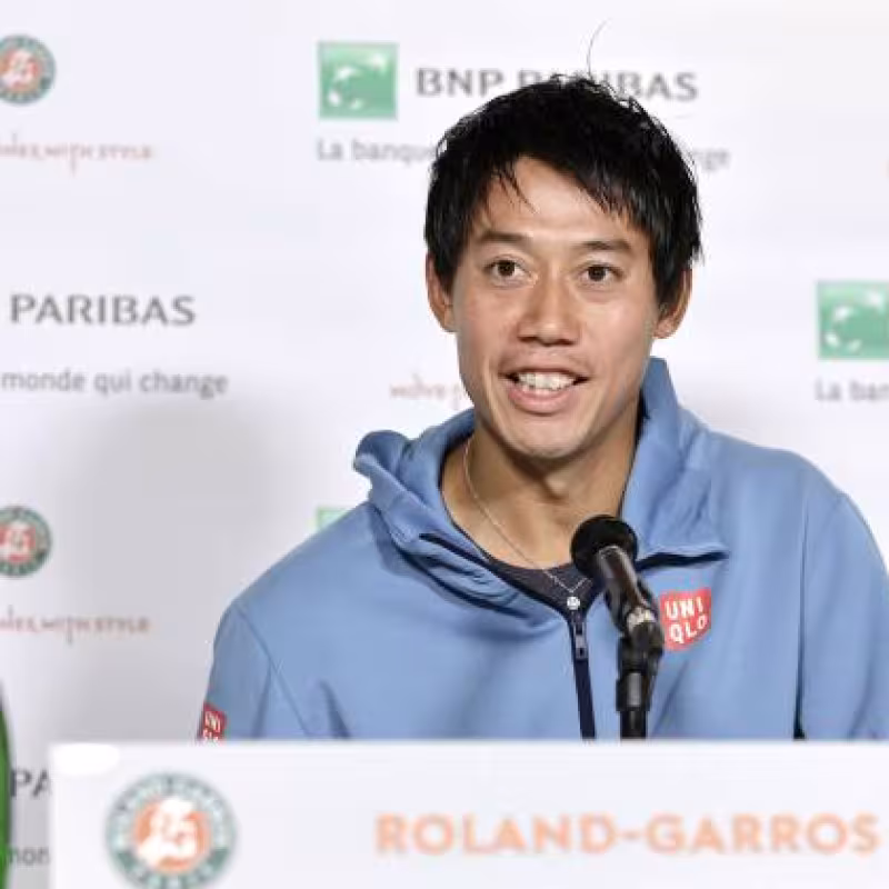 Kei Nishikori en Roland Garros 2024. Foto: Getty