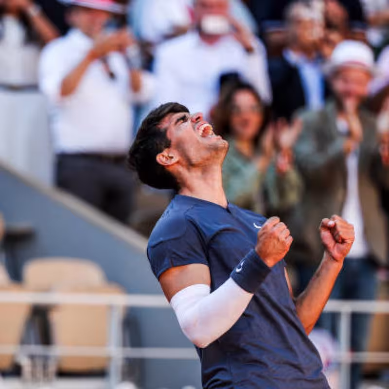 Carlos Alcaraz en Roland Garros 2024. Foto: Getty