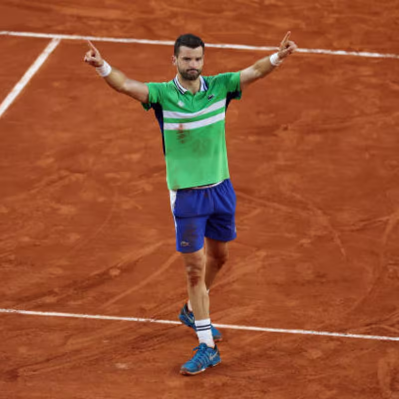 Grigor Dimitrov, en cuartos de Roland Garros 2024. Foto: gettyimages