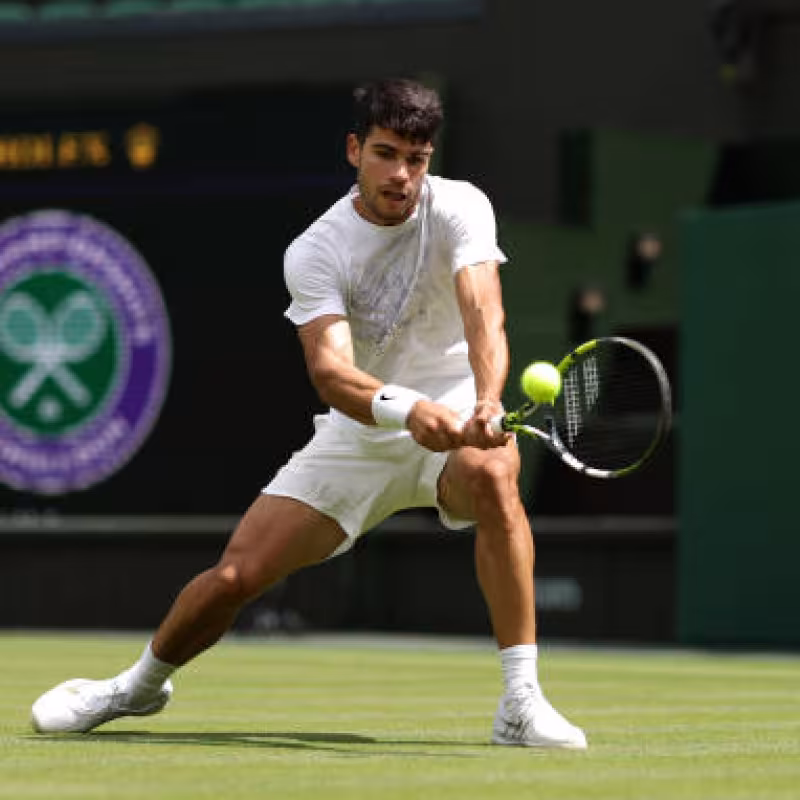 Carlos Alcaraz en Wimbledon 2024. Foto: getty