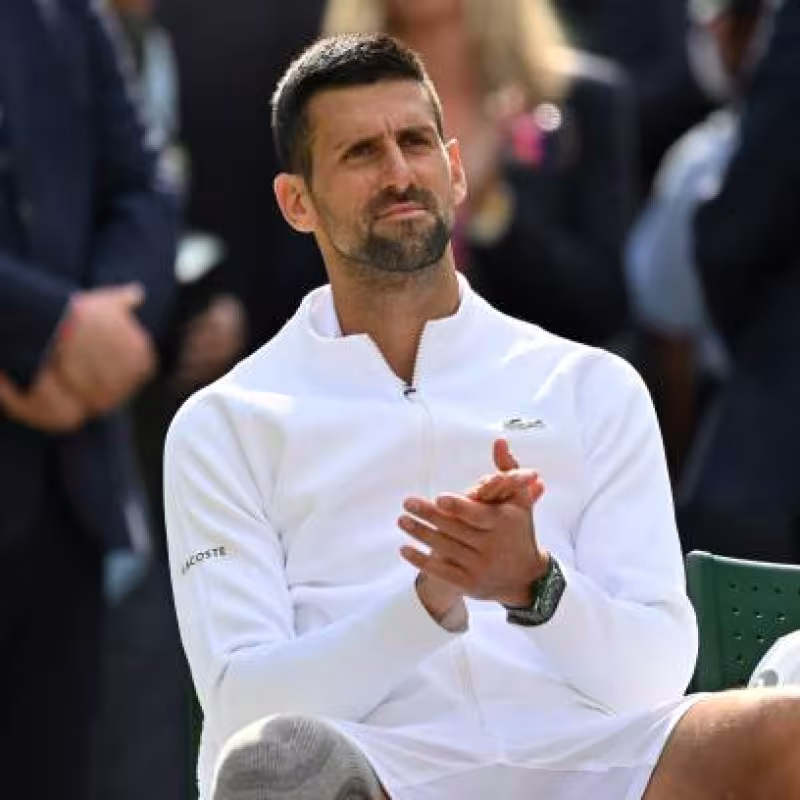 Djokovic jokes with his son Stefan about the possibility of being his coach