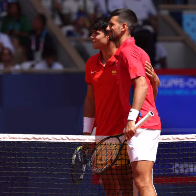 Carlos Alcaraz and Novak Djokovic at the Paris 2024 Olympic Games. Photo: @eurosport