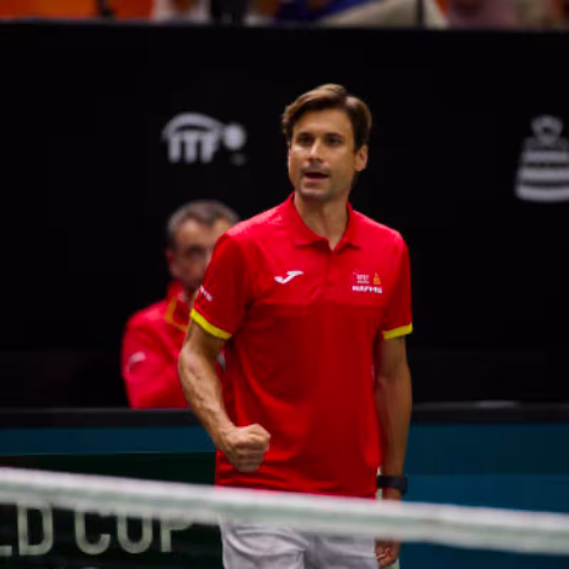David Ferrer celebrates Spain's victory in the Davis Cup. Source: Getty