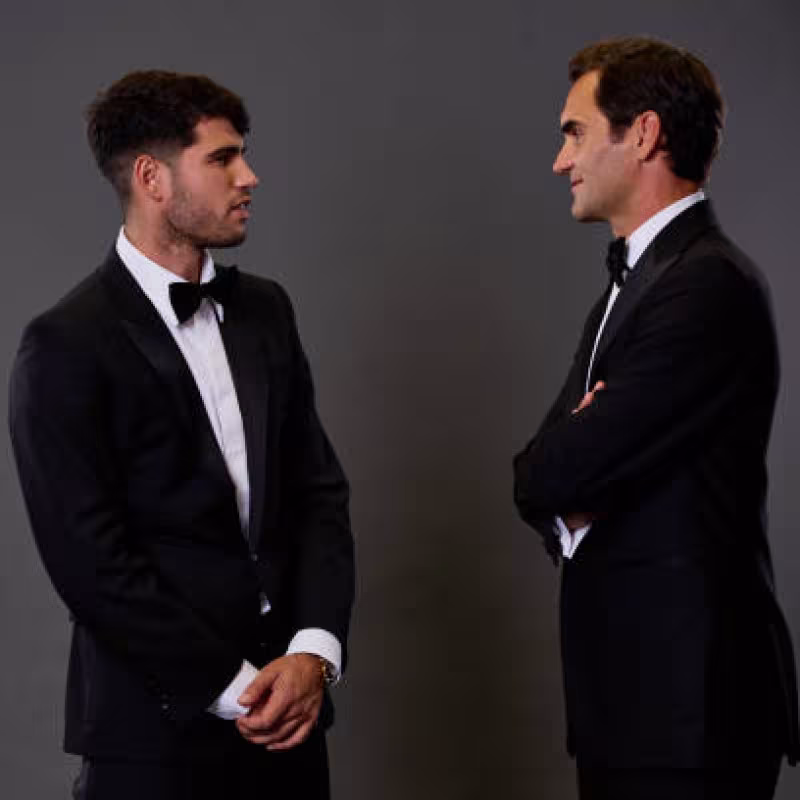 Carlos Alcaraz and Roger Federer met before the start of the Laver Cup.