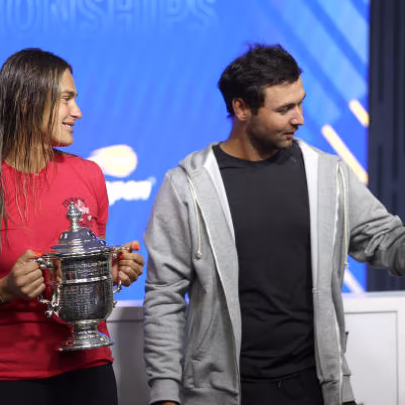 Aryna Sabalenka and Anton Dubrov at the US Open 2024. Photo: Getty