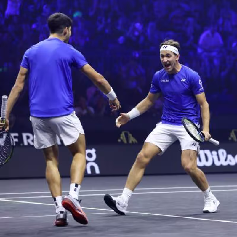 Ruud and Alcaraz Playing Doubles at Laver Cup 2024. Photo: gettyimages