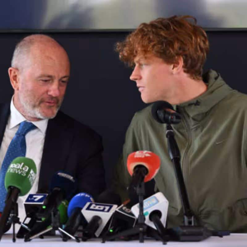 Angelo Binaghi and Jannik Sinner. Photo: Getty