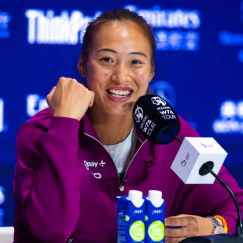 Qinwen Zheng at the press conference of the China Open 2024. Photo: Getty.