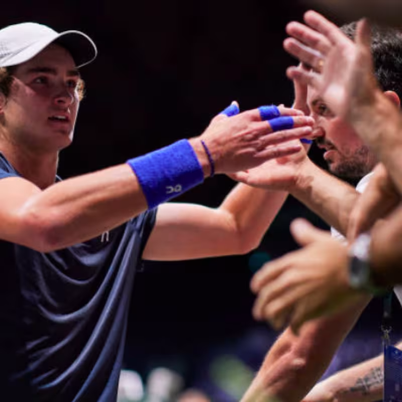 Joao Fonseca greeting the audience during a tournament. Source: Getty