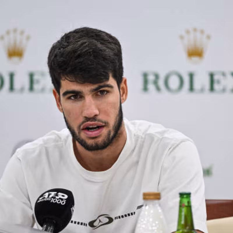 Carlos Alcaraz speaks at the ATP Shanghai 2024 Media Day. Photo: Getty