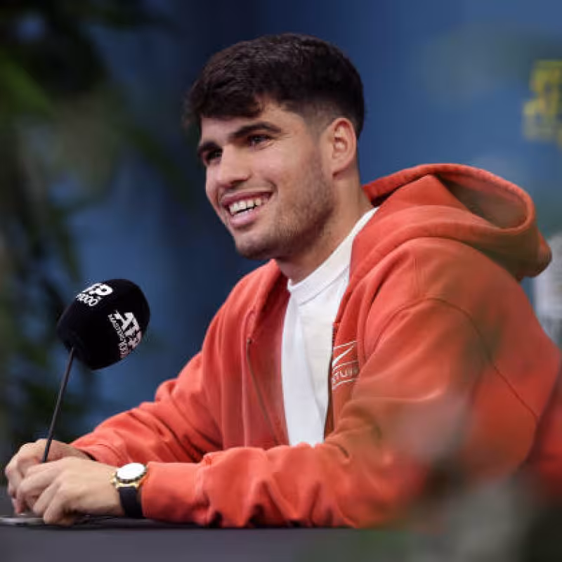 Carlos Alcaraz in press conference at ATP Paris 2024. Photo: gettyimages