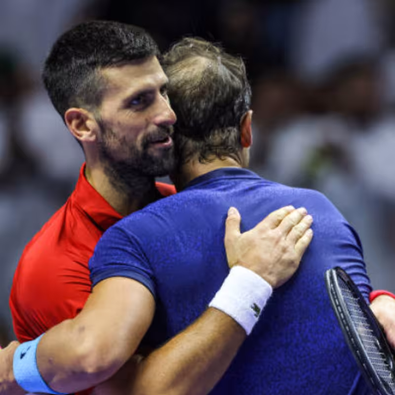 Rafa Nadal y Novak Djokovic en la Six Kings Slam. Foto: Getty