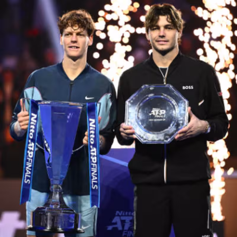 Jannik Sinner and Taylor Fritz at the 2024 ATP Finals ceremony. Source: Getty