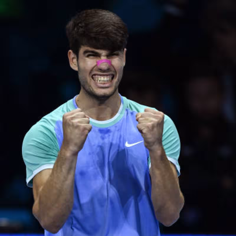 Carlos Alcaraz speaks at a press conference at the ATP Finals 2024. Photo: Getty