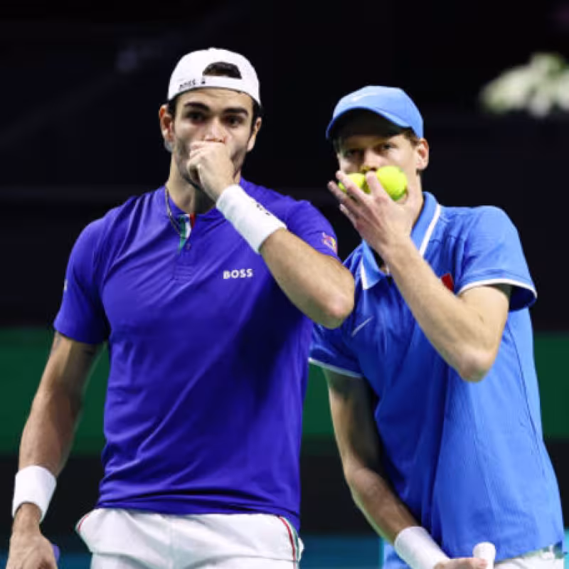 Jannik Sinner and Matteo Berretini in the Davis Cup. Photo: Getty