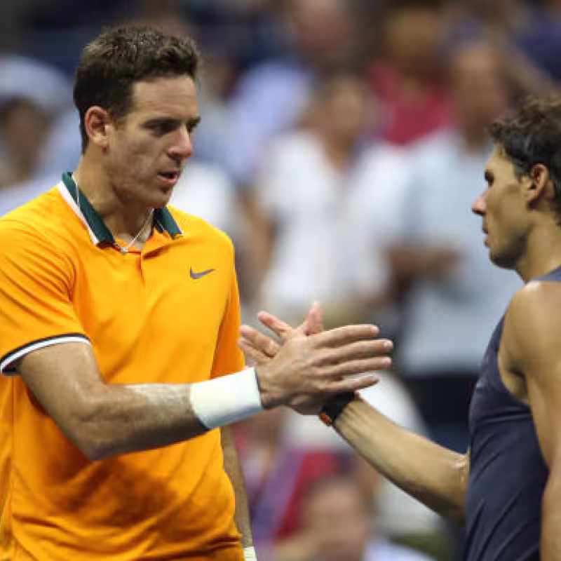 Juan Martín del Potro and Rafael Nadal at the US Open 2018. Photo: Getty