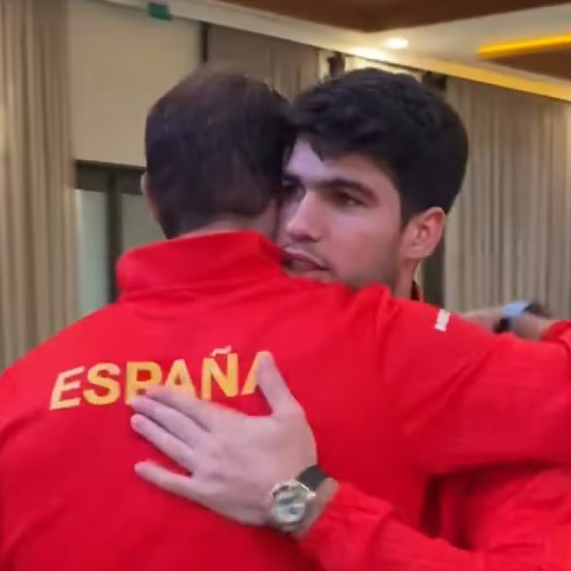 Reunion Between Carlos Alcaraz and Rafa Nadal in Malaga. Photo: Twitter RFET