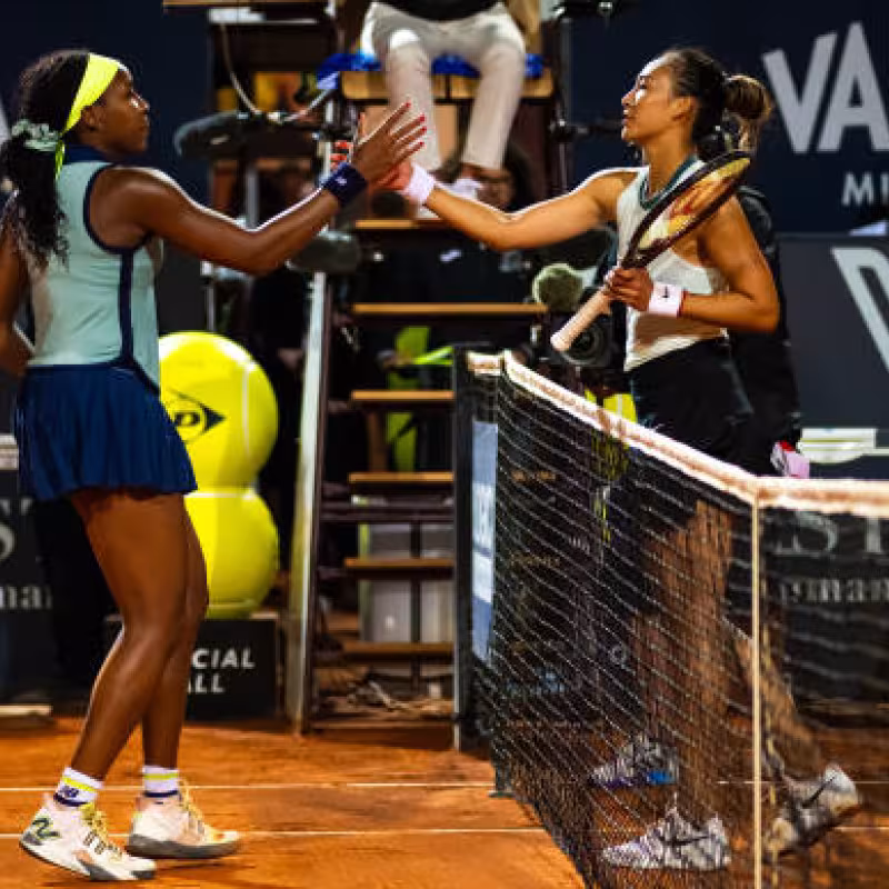 Coco Gauff and Qinwen Zheng in Rome 2024. Photo: getty