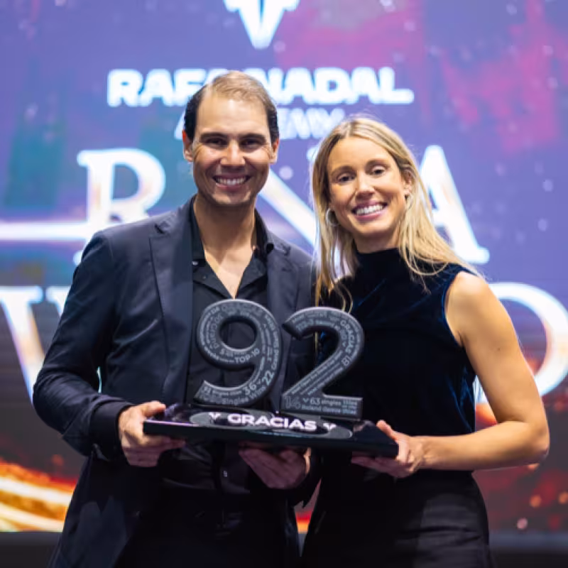 Rafa Nadal receives the last title of his career at his Academy. Source: RNA