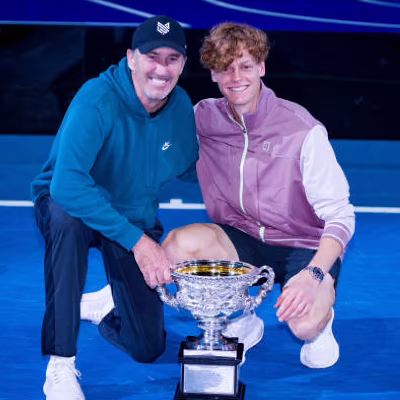 Darren Cahill and Jannik Sinner in 2024. Photo: Getty