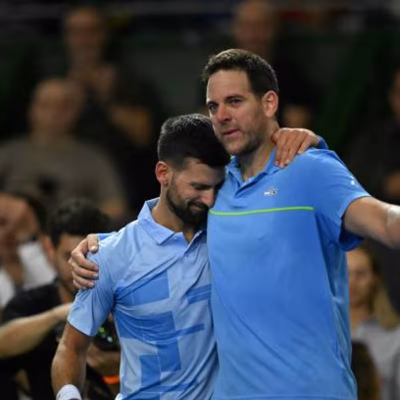 del Potro and Djokovic, thrilled at the net after a wonderful final. Source: Getty