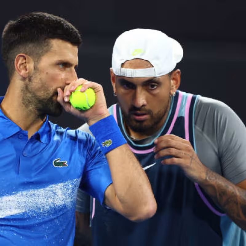 Djokovic and Kyrgios during the doubles.