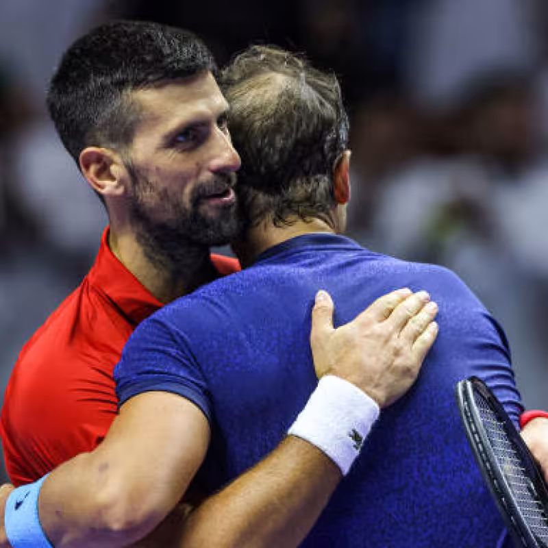 Novak Djokovic and Rafa Nadal in 2024. Photo: Getty.