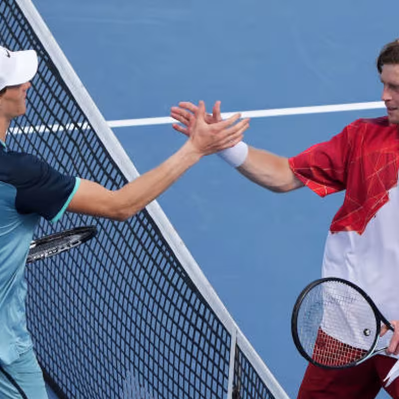 Jannik Sinner and Andrey Rublev in Cincinnati 2024. Photo: Getty