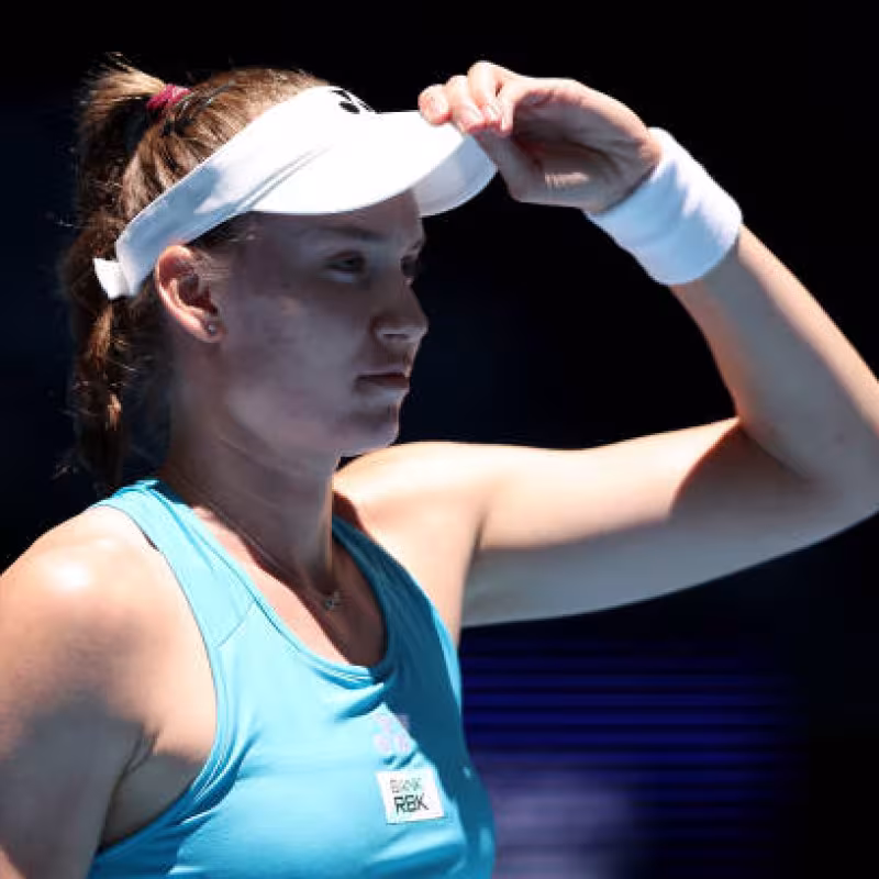 Elena Rybakina in her first match of the season. Source: Getty