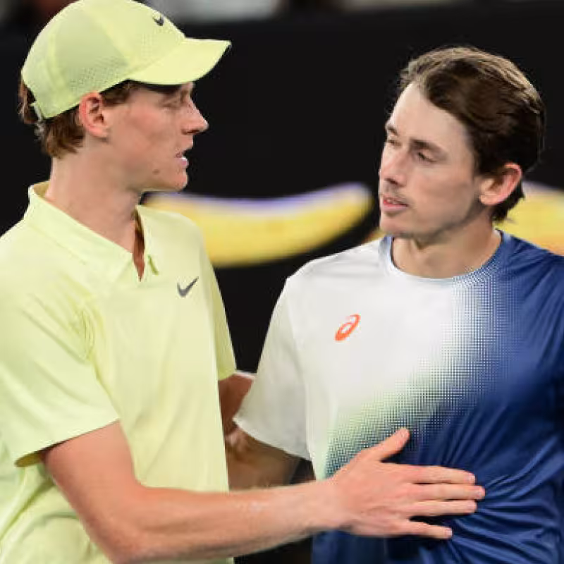 Jannik Sinner and Alex de Miñaur at the Australian Open 2025. Photo: Getty.