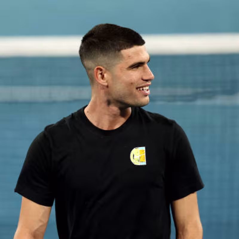 Carlos Alcaraz, training at the Australian Open 2025. Photo: gettyimages