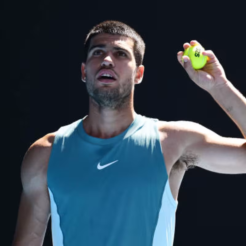 Carlos Alcaraz, Possible Tattoo at the 2025 Australian Open. Photo: gettyimages
