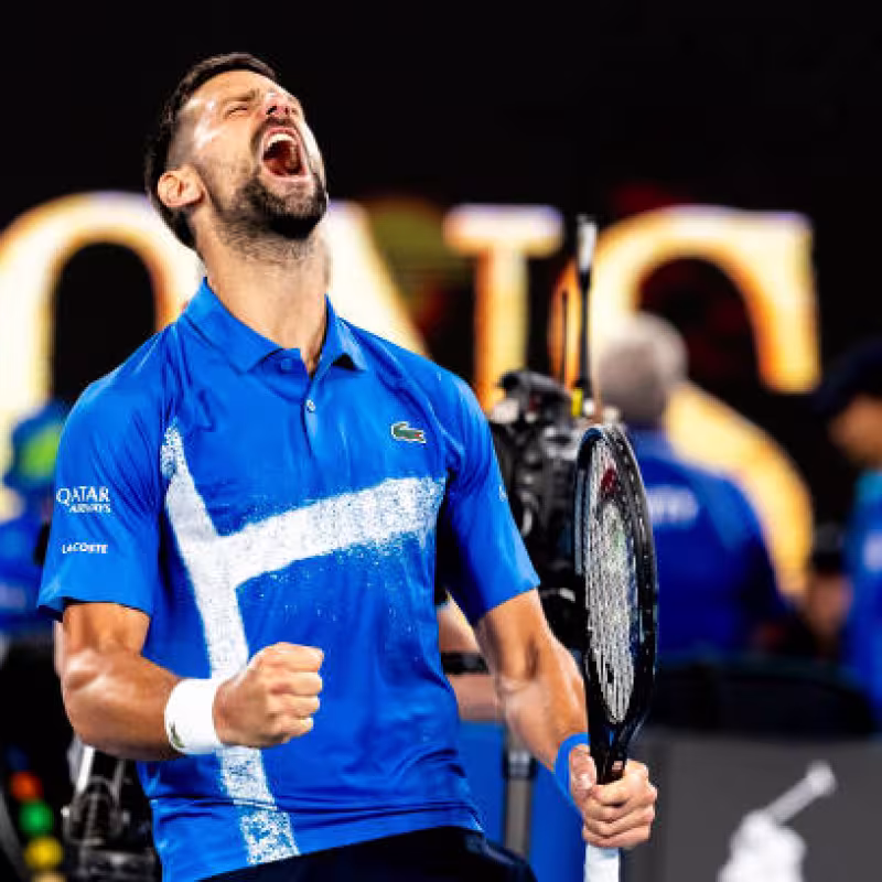 Novak Djokovic at the 2025 Australian Open. Photo: Getty.