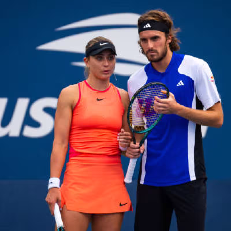 Paula Badosa and Stefanos Tsitsipas at the Australian Open 2025. Photo: Getty