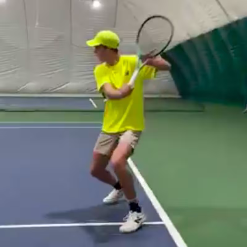 Leonardo Ljubicic hitting a backhand. Source: Twitter