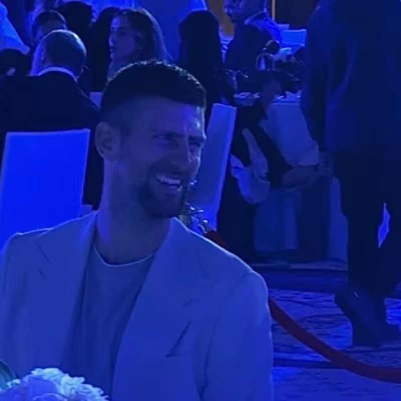 Novak Djokovic at the pre-ATP Doha 2025 gala dinner. Photo: @ATPTour on X.