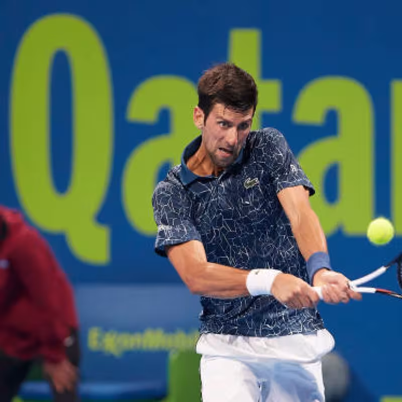 Novak Djokovic in his last appearance in Doha. Tomorrow he will play doubles with Verdasco. Source: Getty