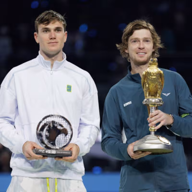 Jack Draper and Andrey Rublev, runner-up and champion of Doha. Source: Getty