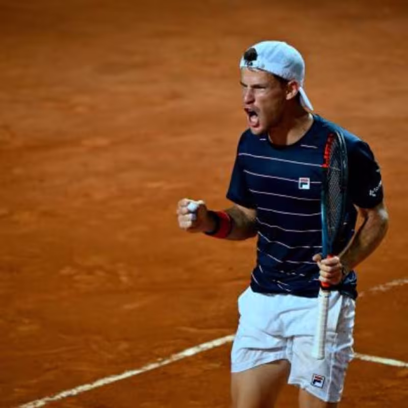Diego Schwartzman en la épica victoria a Rafa Nadal en el Masters de Roma 2020. Foto: Getty