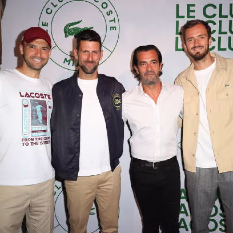 Djokovic also shared event with Dimitrov and Medvedev, in this case for Lacoste. Source: Getty