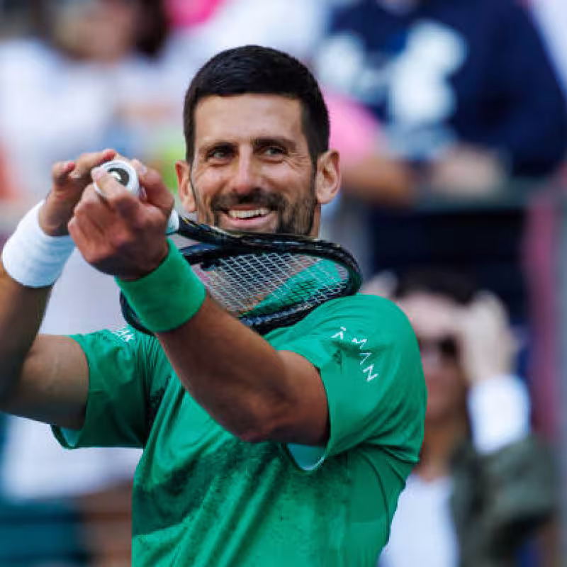 Novak Djokovic celebrates his latest triumph in Miami. Source: Getty