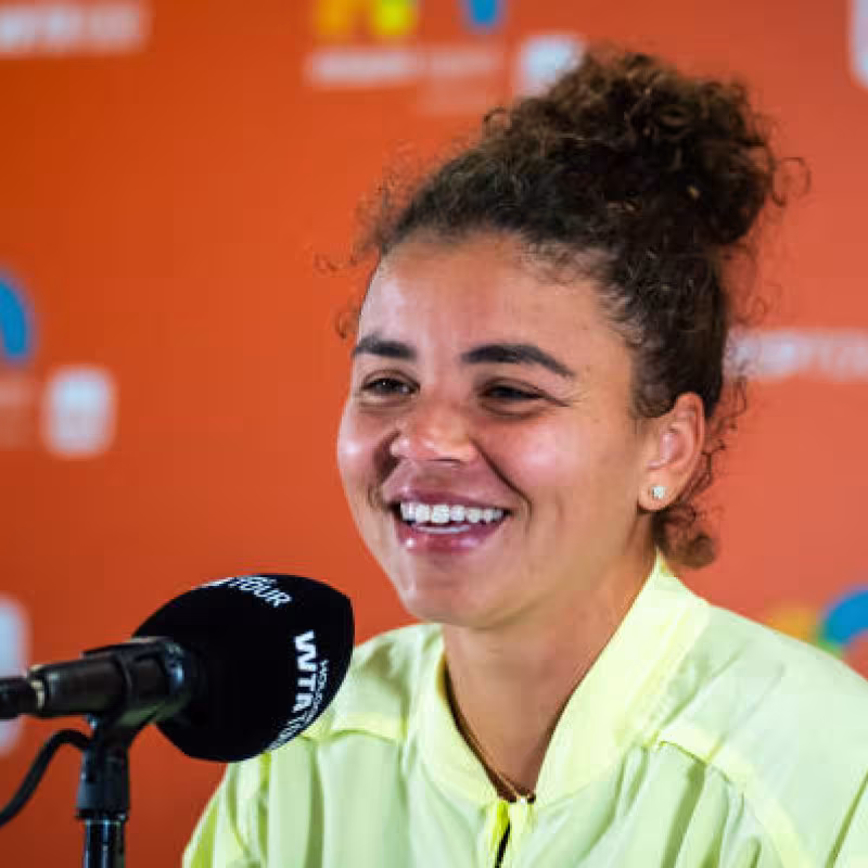 Jasmine Paolini in press conference at the Miami Open 2025. Photo: Getty