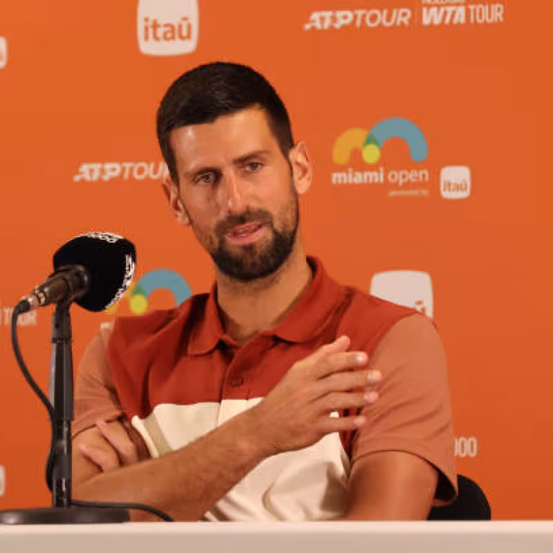 Novak Djokovic at the Media Day of the Miami Open 2025. Photo: Getty