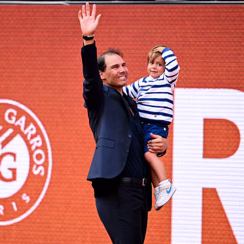 This was the lovely moment of Nadal's son with Federer, Djokovic, and Murray. Photo: Getty Images